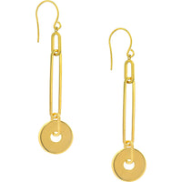 Olas d'Oro Earrings - 14K Yellow Gold Paper Clip Chain and Disk Drop Earrings