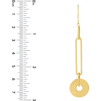 Olas d'Oro Earrings - 14K Yellow Gold Paper Clip Chain and Disk Drop Earrings