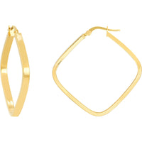 Olas d'Oro Earrings - 14K Yellow Gold Square Hoop Earrings