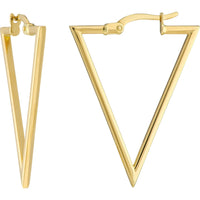 Olas d'Oro Earrings - 14K Yellow Gold Triangle Hoops