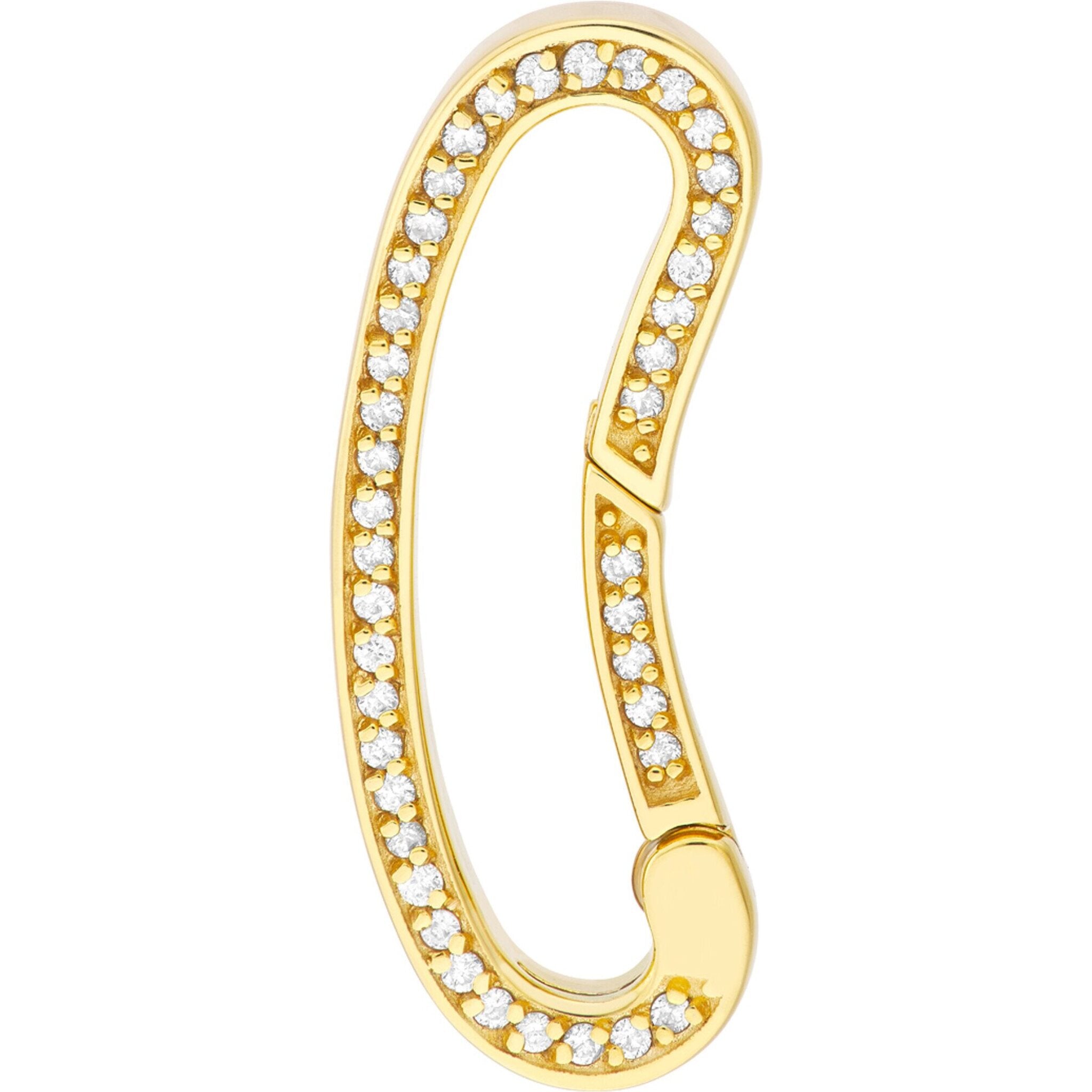 Olas d'Oro Necklace - 14K Yellow Gold Diamond Bean Shape Push Lock