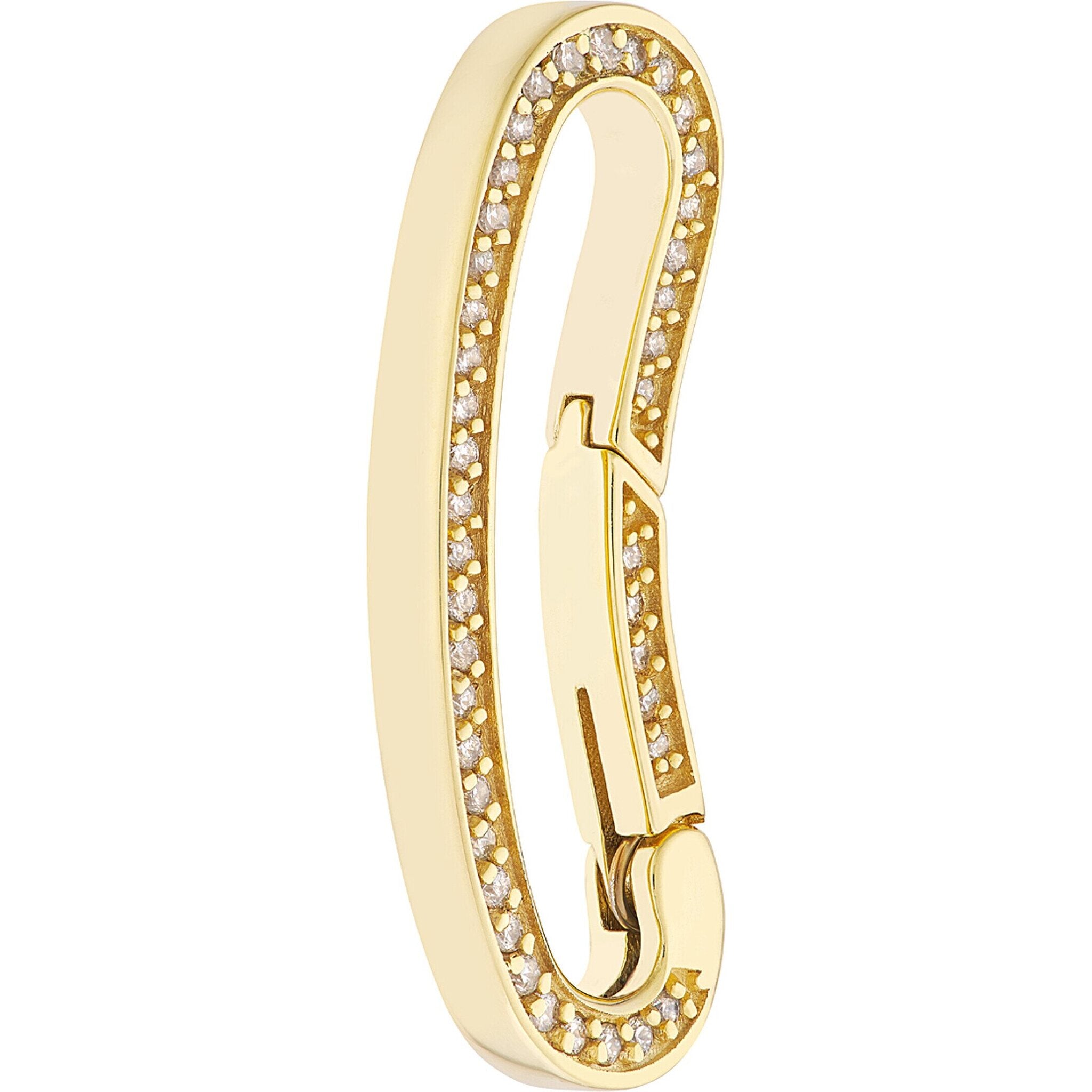 Olas d'Oro Necklace - 14K Yellow Gold Diamond Bean Shape Push Lock