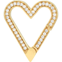 Olas d'Oro Necklace - 14K Yellow Gold Diamond Open Heart Push Lock