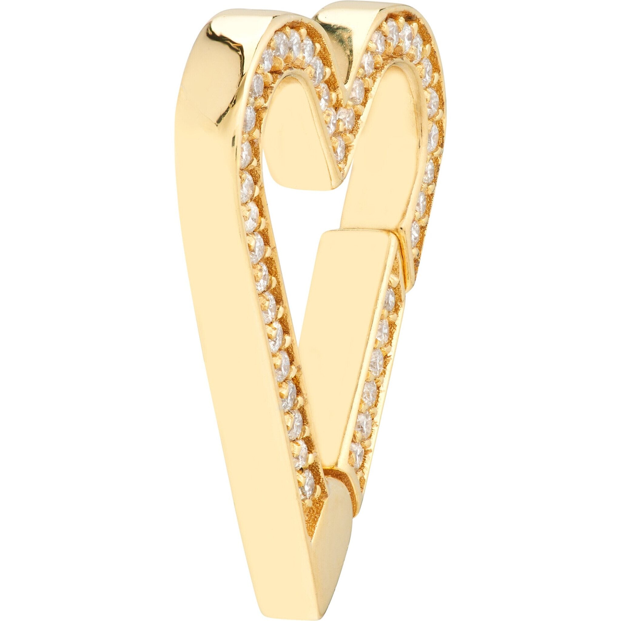 Olas d'Oro Necklace - 14K Yellow Gold Diamond Open Heart Push Lock