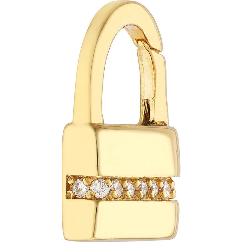 Olas d'Oro Necklace - 14K Yellow Gold Diamond Padlock