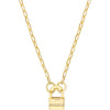 Olas d'Oro Necklace - 14K Yellow Gold Diamond Padlock