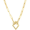 Olas d'Oro Necklace - 14K Yellow Gold Diamond Rhombus Push Lock