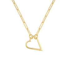 Olas d'Oro Necklace - 14K Yellow Gold Open Heart Push Lock