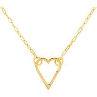 Olas d'Oro Necklace - 14K Yellow Gold Open Heart Push Lock