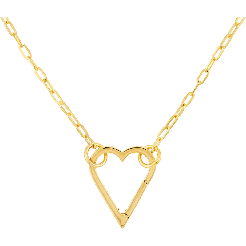 Olas d'Oro Necklace - 14K Yellow Gold Open Heart Push Lock