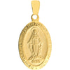 Olas d'Oro Necklace - 14K Yellow Gold Oval Blessed Mary Medal