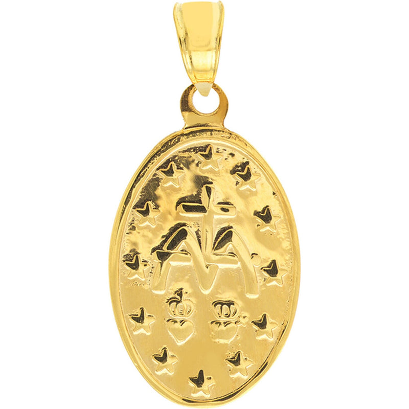 Olas d'Oro Necklace - 14K Yellow Gold Oval Blessed Mary Medal