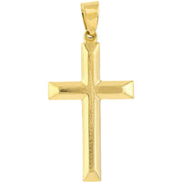 Olas d'Oro Necklace - 14K Yellow Gold Raised Cross Pendant