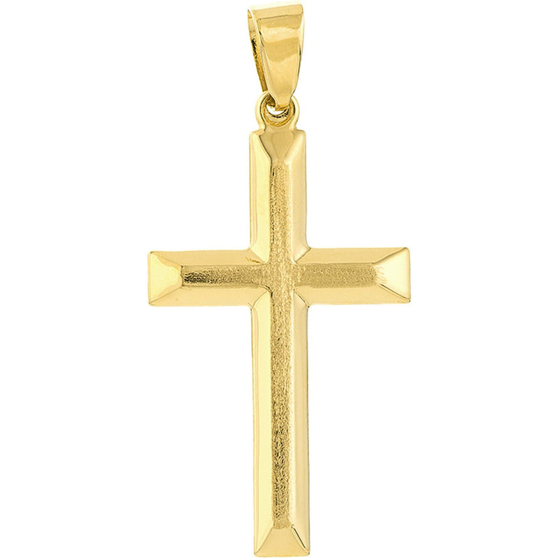 Olas d'Oro Necklace - 14K Yellow Gold Raised Cross Pendant