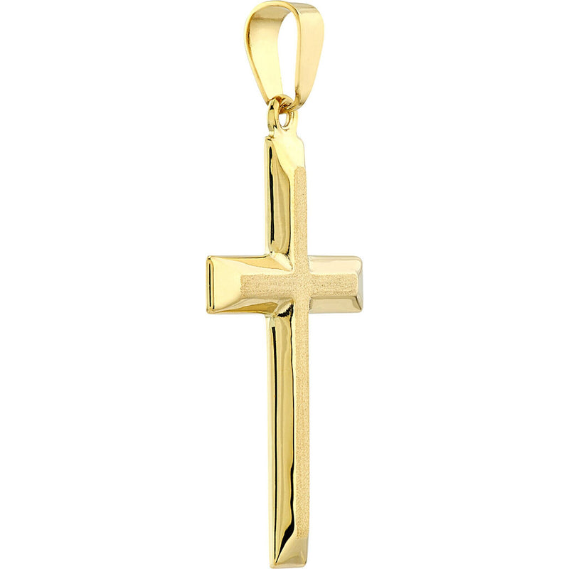 Olas d'Oro Necklace - 14K Yellow Gold Raised Cross Pendant