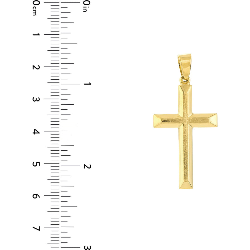 Olas d'Oro Necklace - 14K Yellow Gold Raised Cross Pendant