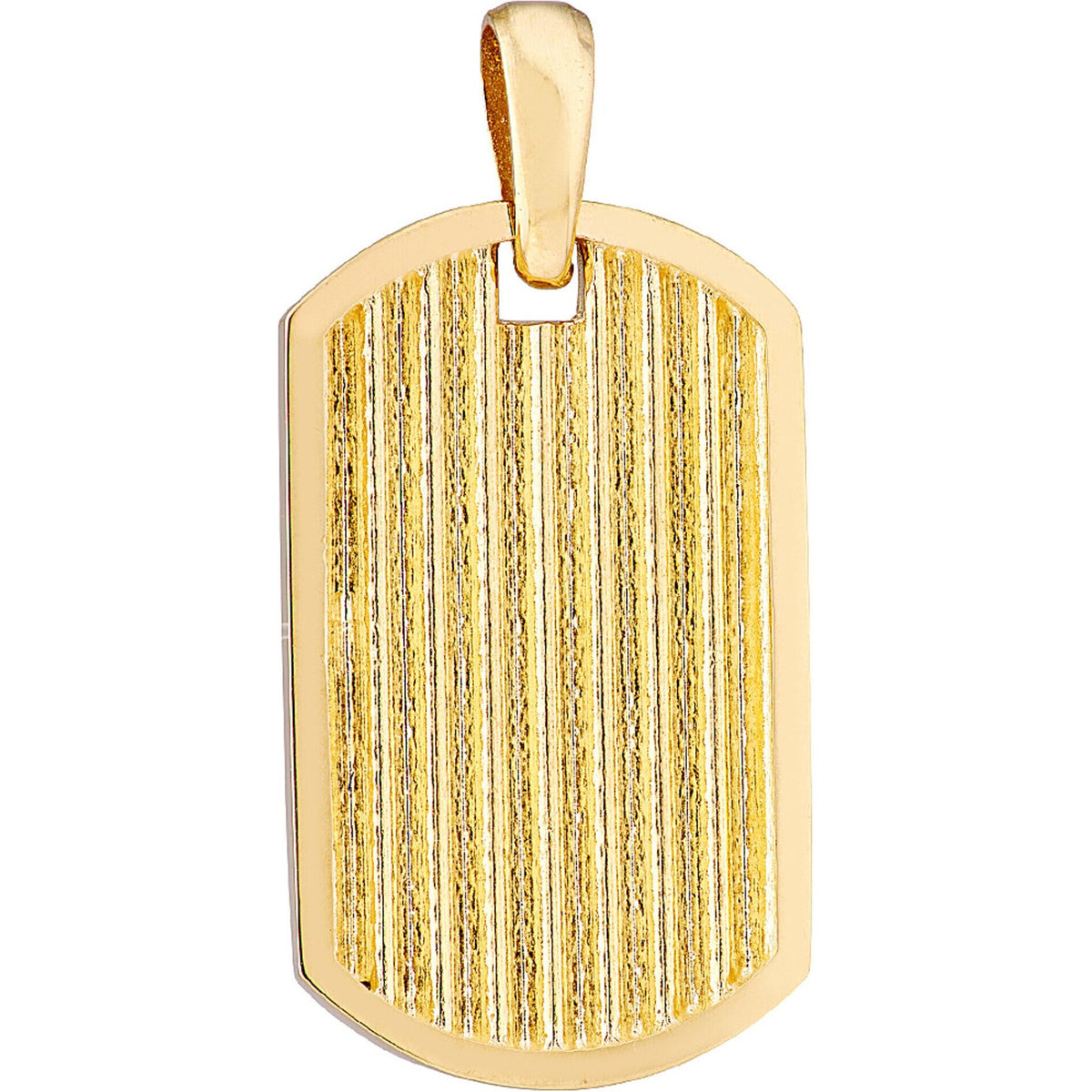 Olas d'Oro Necklace - 14K Yellow Gold Ribbed Dog Tag Pendant