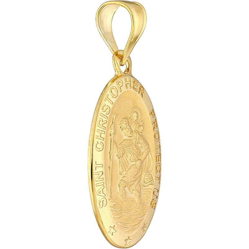 Olas d'Oro Necklace - 14K Yellow Gold St. Christopher Medal