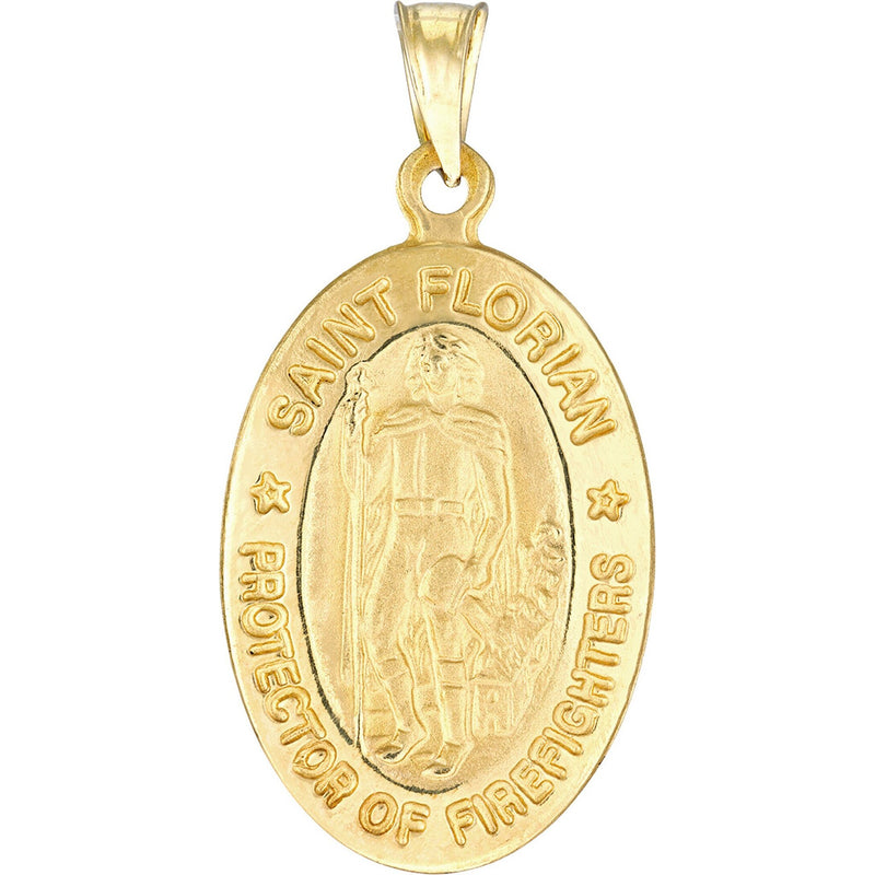 Olas d'Oro Necklace - 14K Yellow Gold St. Florian Medal