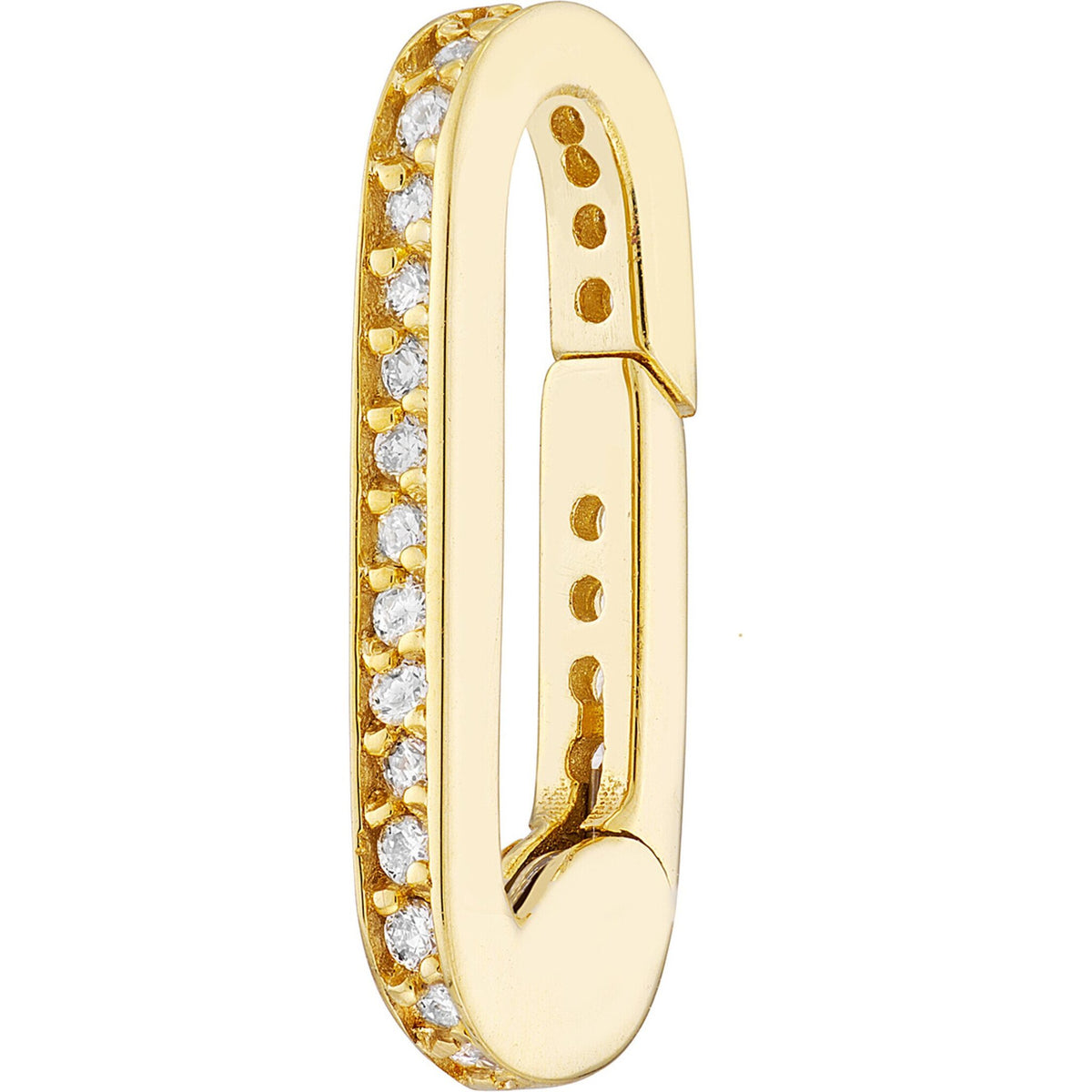 Olas d'Oro Ring - 14K Yellow Gold 1/8 Carat Diamond Paper Clip Push Lock