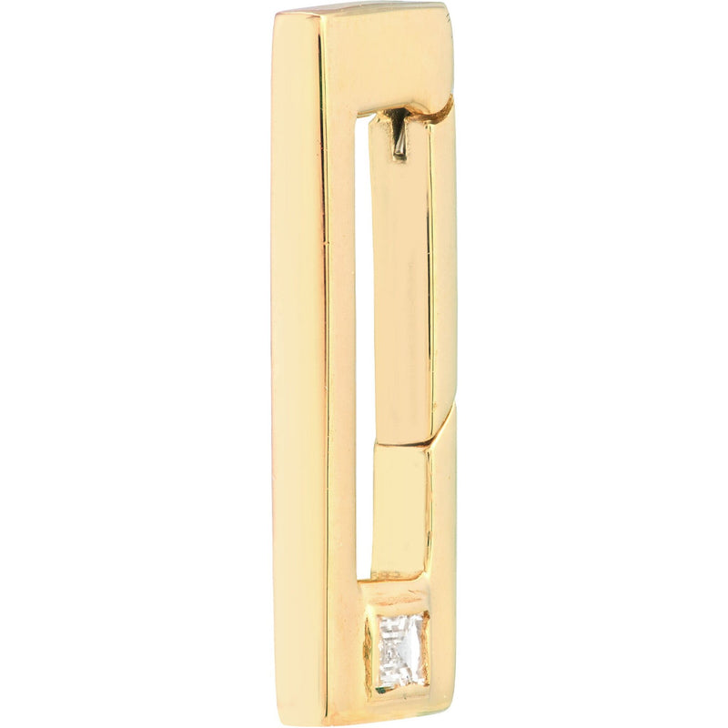 Olas d'Oro Ring - 14K Yellow Gold Diamond Rectangular Push Lock