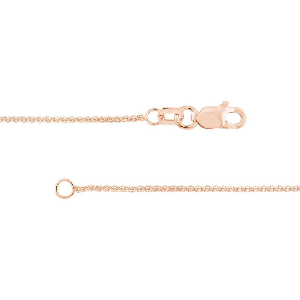 Olas d'Oro - 10K Rose Gold 1.05mm Wheat Chain Necklace with Lobster Lock - 18 Inches