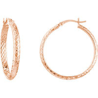 Olas d'Oro - 10K Rose Gold 30mm Diamond-Cut Hoop Earrings - Radiant Shine