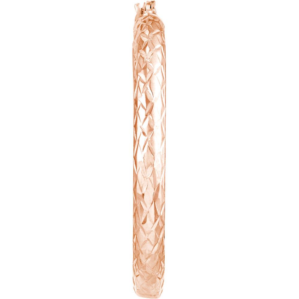 Olas d'Oro - 10K Rose Gold 30mm Diamond-Cut Hoop Earrings - Radiant Shine