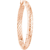 Olas d'Oro - 10K Rose Gold 30mm Diamond-Cut Hoop Earrings - Radiant Shine
