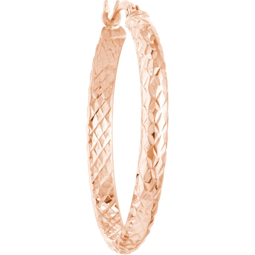 Olas d'Oro - 10K Rose Gold 30mm Diamond-Cut Hoop Earrings - Radiant Shine
