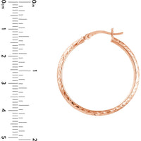 Olas d'Oro - 10K Rose Gold 30mm Diamond-Cut Hoop Earrings - Radiant Shine