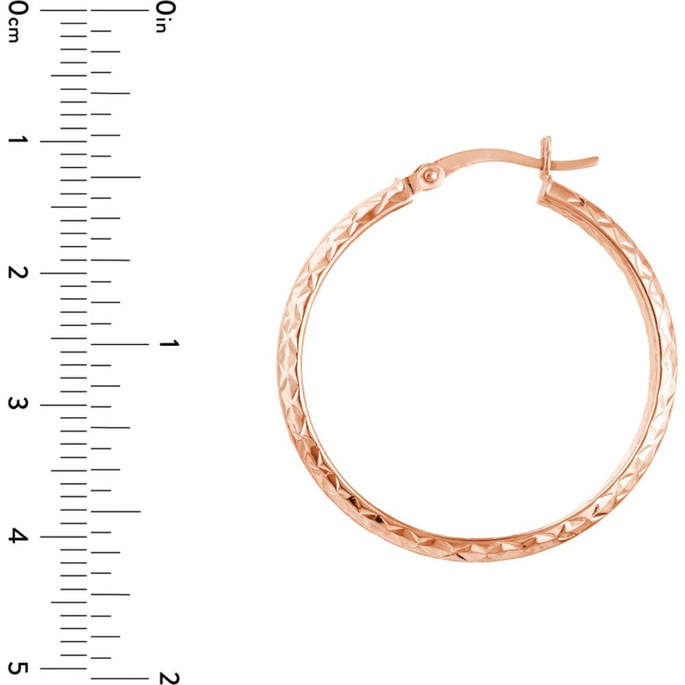 Olas d'Oro - 10K Rose Gold 30mm Diamond-Cut Hoop Earrings - Radiant Shine