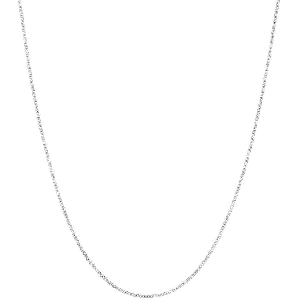Olas d'Oro - 10K White Gold 1.05mm Cable Chain Necklace - 20" Length with Lobster Clasp