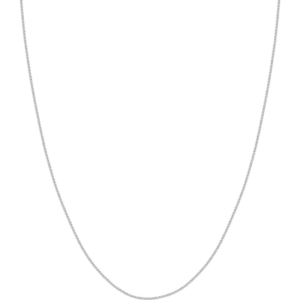 Olas d'Oro - 10K White Gold 1.05mm Wheat Chain Necklace with Lobster Lock - 18" Length