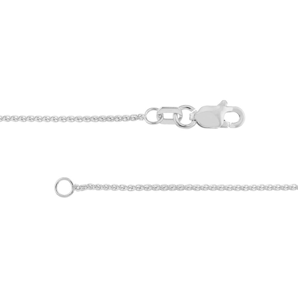 Olas d'Oro - 10K White Gold 1.05mm Wheat Chain Necklace with Lobster Lock - 18" Length