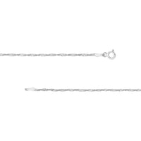 Olas d'Oro - 10K White Gold 1.4mm Singapore Chain Necklace with Spring Ring Clasp - 24 Inches