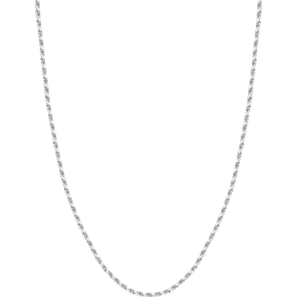 Olas d'Oro - 10K White Gold 2.7mm Diamond-Cut Rope Chain Necklace with Lobster Lock - 22 Inches