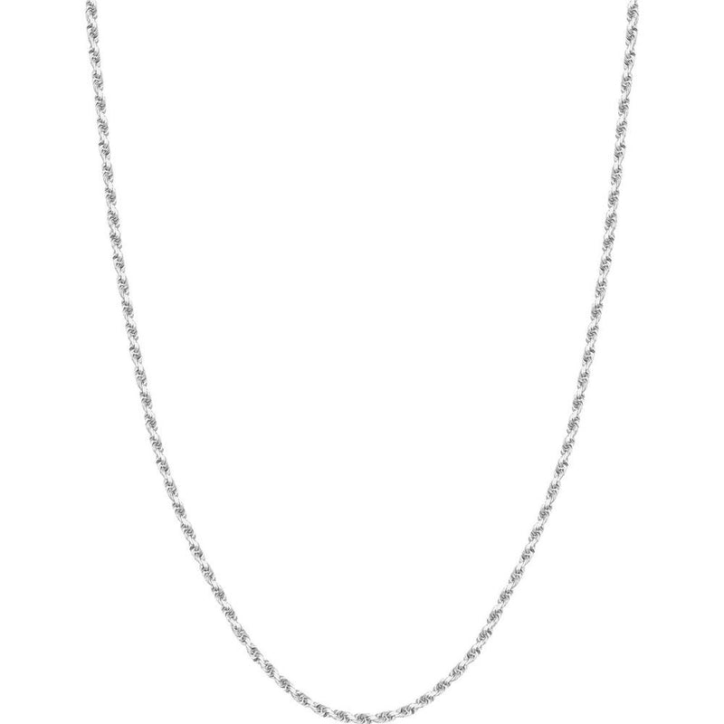 Olas d'Oro - 10K White Gold 2.7mm Diamond-Cut Rope Chain Necklace with Lobster Lock - 22 Inches