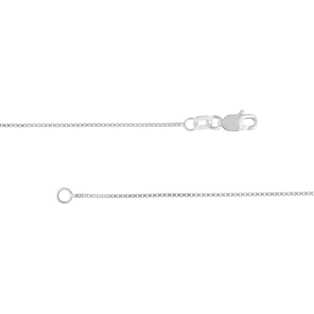 Olas d'Oro - 10K White Gold 20" Box Chain Necklace with Lobster Clasp 0.73mm Width