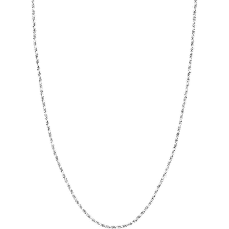 Olas d'Oro - 10K White Gold 20" Diamond-Cut Rope Necklace with Lobster Lock - 6.4 Grams Total Weight
