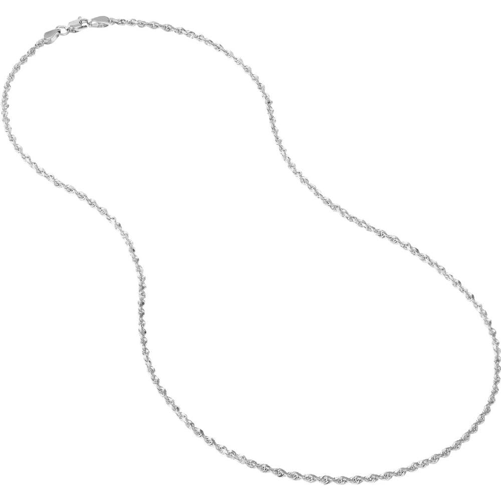 Olas d'Oro - 10K White Gold 20" Diamond-Cut Rope Necklace with Lobster Lock - 6.4 Grams Total Weight