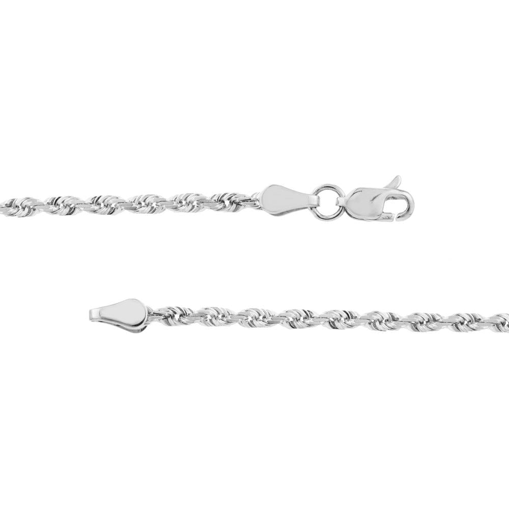Olas d'Oro - 10K White Gold 20" Diamond-Cut Rope Necklace with Lobster Lock - 6.4 Grams Total Weight