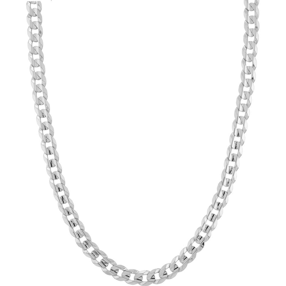 Olas d'Oro - 10K White Gold 22" Cuban Curb Chain Necklace with Lobster Lock - 48.45 Grams Weight