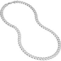 Olas d'Oro - 10K White Gold 22" Cuban Curb Chain Necklace with Lobster Lock - 48.45 Grams Weight