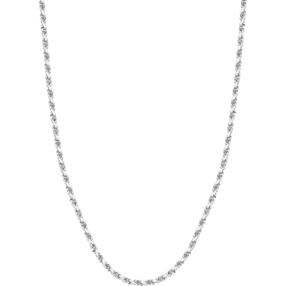 Olas d'Oro - 10K White Gold 22" Diamond-Cut Rope Chain Necklace with Lobster Lock - 20.1 Grams