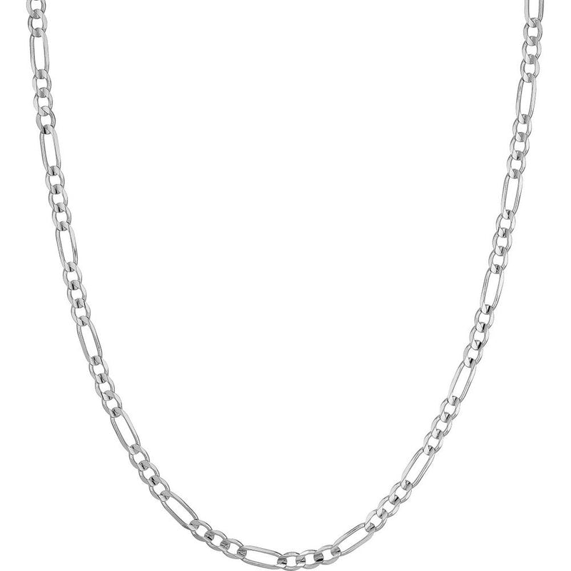 Olas d'Oro - 10K White Gold 22-Inch Light Concave Figaro Chain Necklace with Lobster Clasp - 4.7mm Width