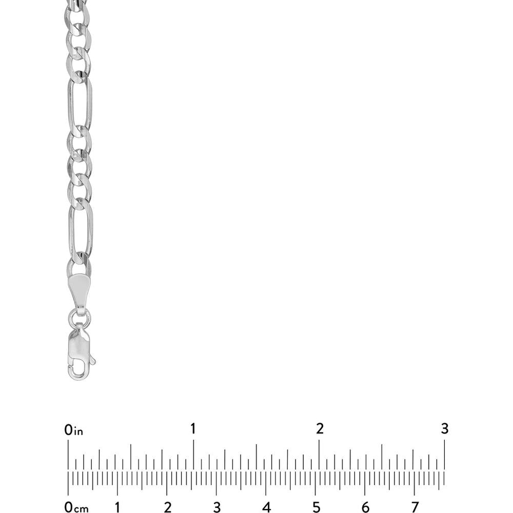 Olas d'Oro - 10K White Gold 22-Inch Light Concave Figaro Chain Necklace with Lobster Clasp - 4.7mm Width