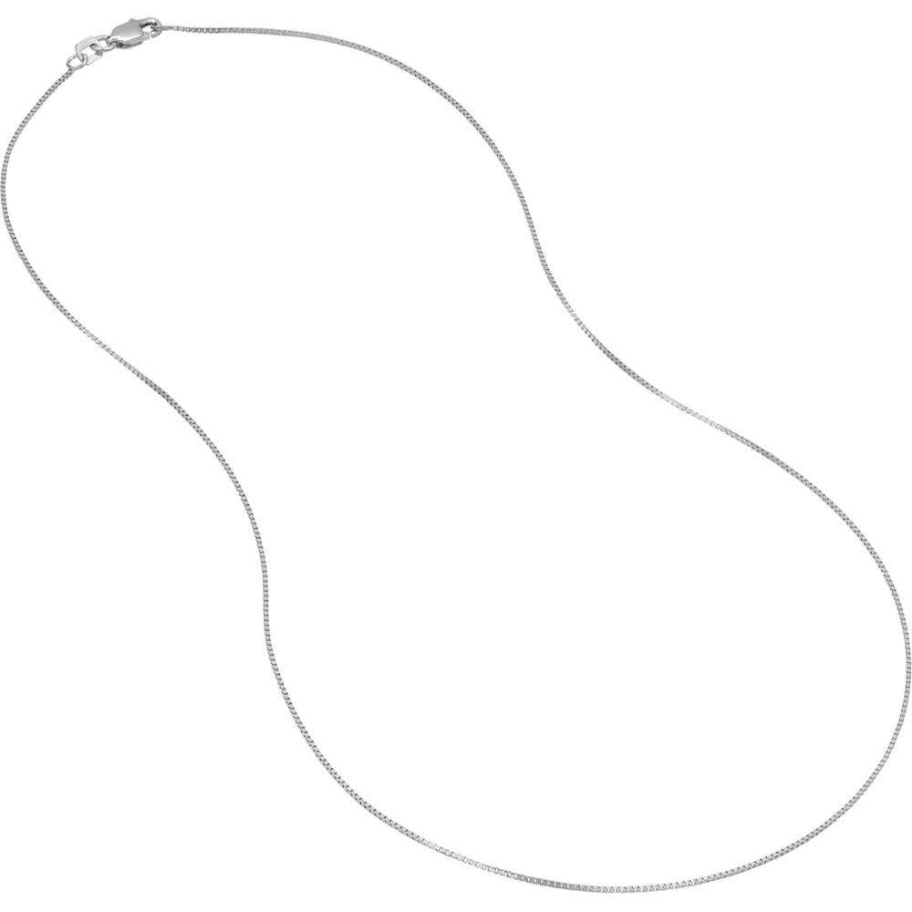 Olas d'Oro - 10K White Gold 24" Box Chain Necklace with Lobster Lock - 1.86 Grams