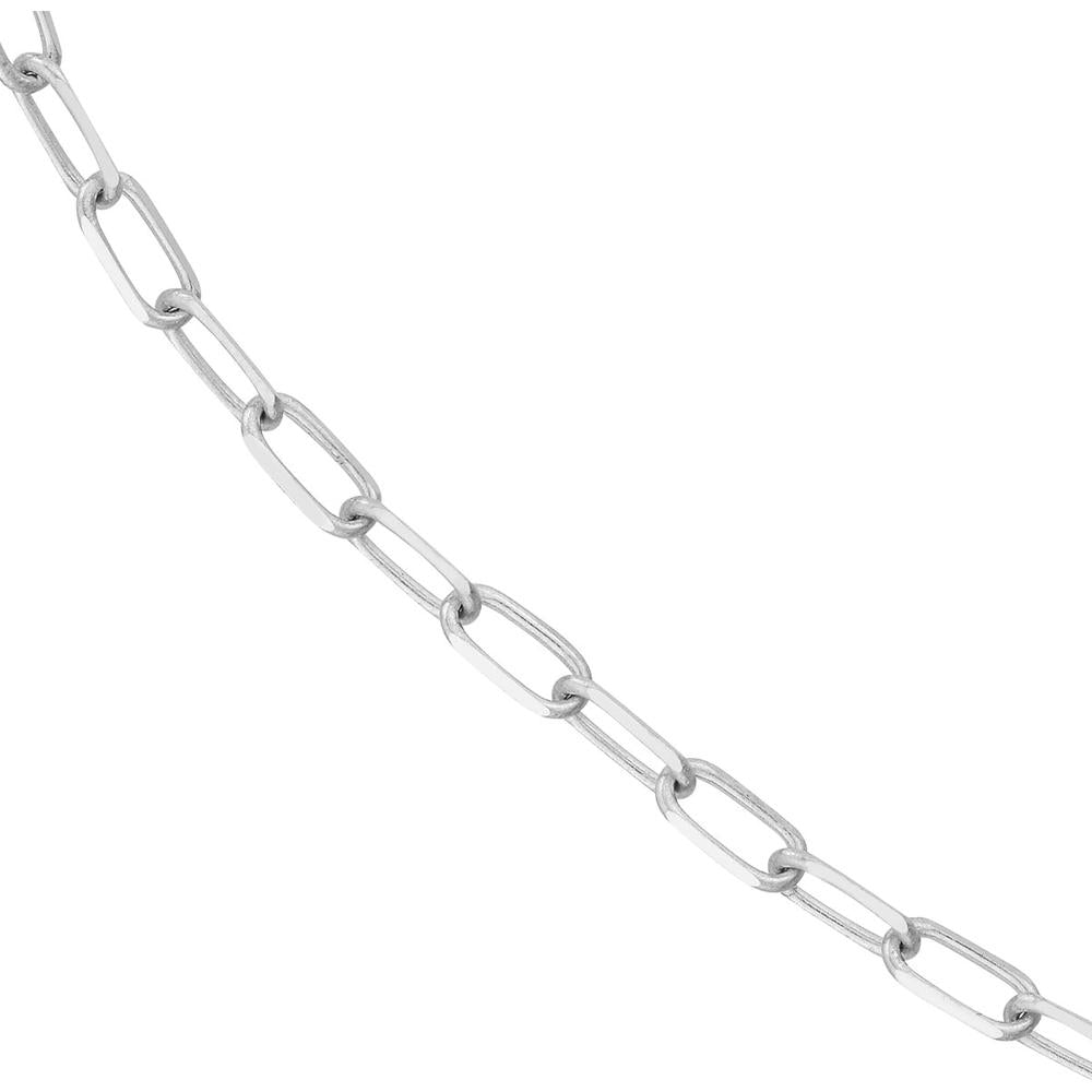Olas d'Oro - 10K White Gold 24" Diamond-Cut Paper Clip Chain Necklace - 3.54 Grams