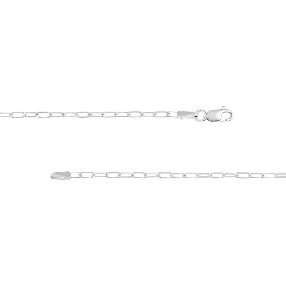 Olas d'Oro - 10K White Gold 24" Diamond-Cut Paper Clip Chain Necklace - 3.54 Grams